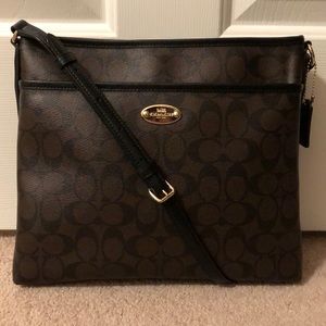 💞Coach LARGE Signature File Bag Brown/Black